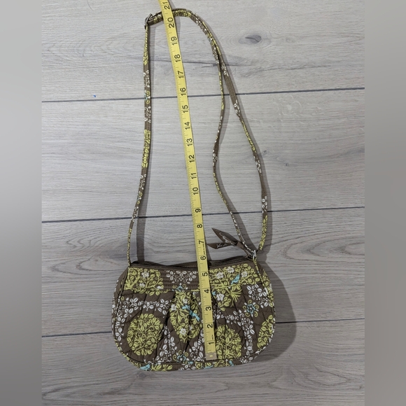 Vera Bradley small crossbody purse brown and lime yellow and white pattern - Picture 5 of 6